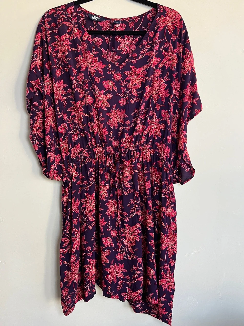 Lands End Medium/Large Purple Magenta Light Rayon Travel vacay swimsuit coverup